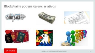 Copyright © 2017, Oracle and/or its affiliates. All rights reserved. |
Blockchains podem gerenciar ativos
17
 