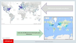 Copyright © 2017, Oracle and/or its affiliates. All rights reserved. |
9500 nós de mineração para Bitcoin
mais de 22.000 nós de mineração para
Ethereum
Dados de 28/09/2017
 