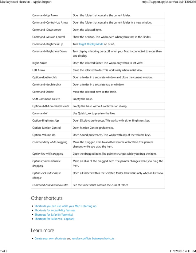 Mac keyboard shortcuts apple support | PDF