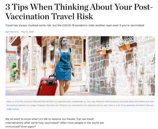 3 Tips When Thinking About Your Post-Vaccination Travel Risk