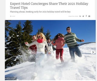 Expert Hotel Concierges Share Their 2021 Holiday Travel Tips
