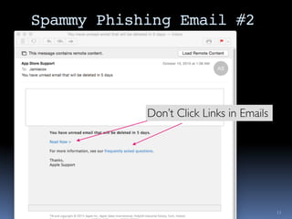 Spammy Phishing Email #2
11
Don’t Click Links in Emails
 