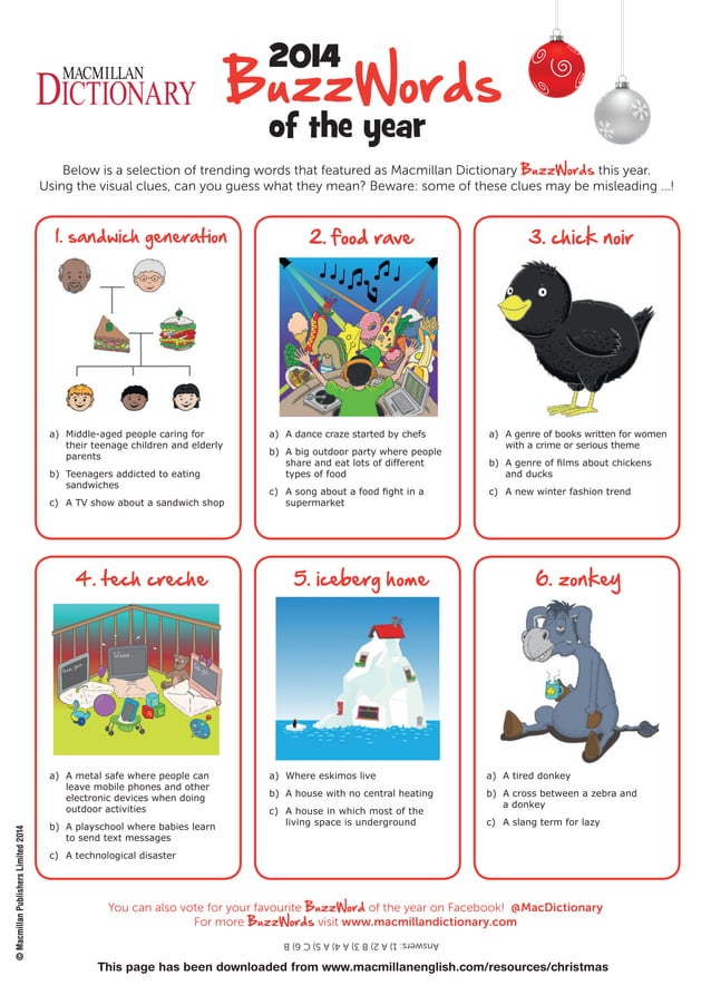 Macmillan Dictionary Christmas Quiz PDF