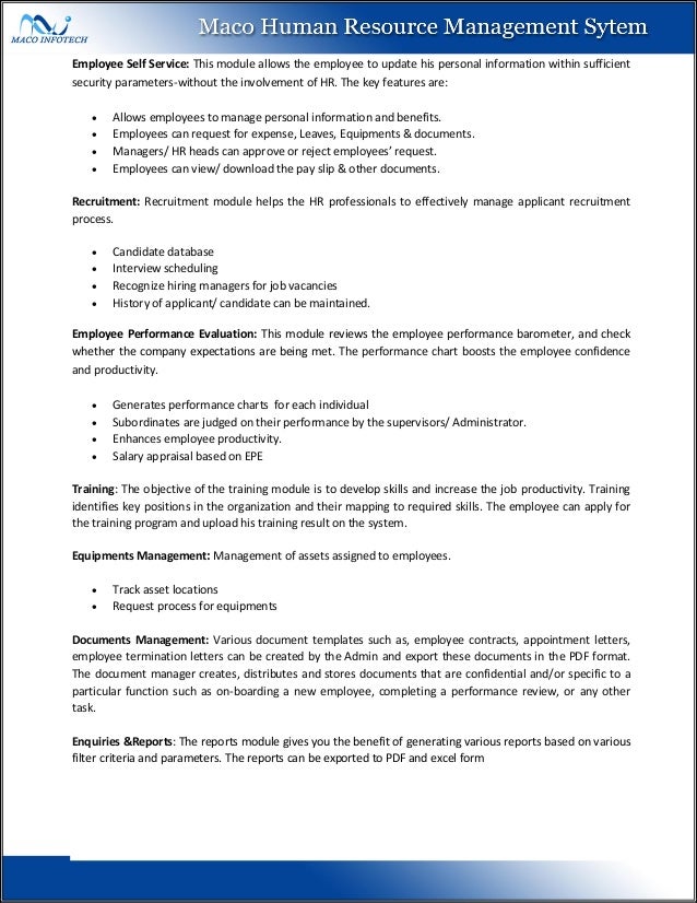 maco human resource management system human resource management forms formats