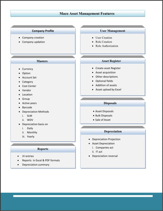 Maco Asset Management System and Asset Depreciation Software | PDF