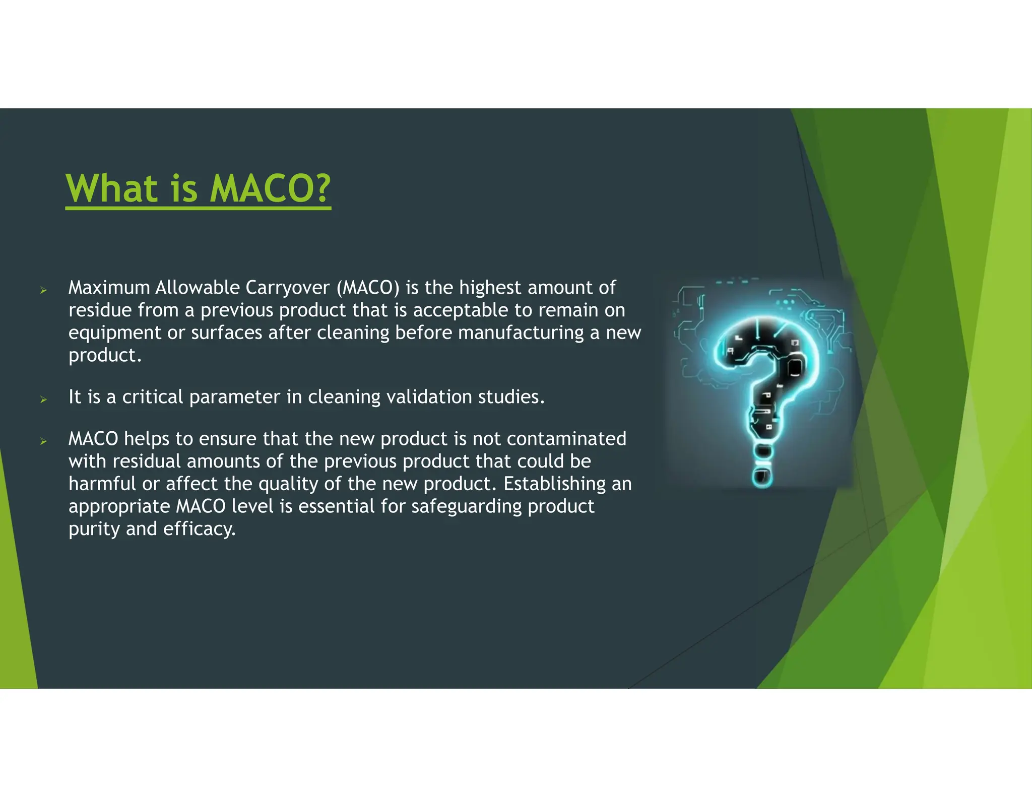 MACO calculation for cleaning validation pdf