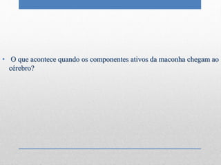 • O que acontece quando os componentes ativos da maconha chegam ao
cérebro?
 
