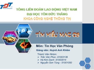 PowerPoint Template

Giảng viên: Huỳnh Anh Khiêm
Thành Viên Nhóm:
 Trần Văn Phúc -51003136
 Hà Kim Danh -51003014
 Nguyễn Sơn Tùng - 51001050
1

 