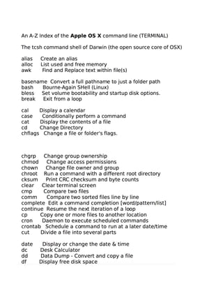 Mac OSx command line (terminal)