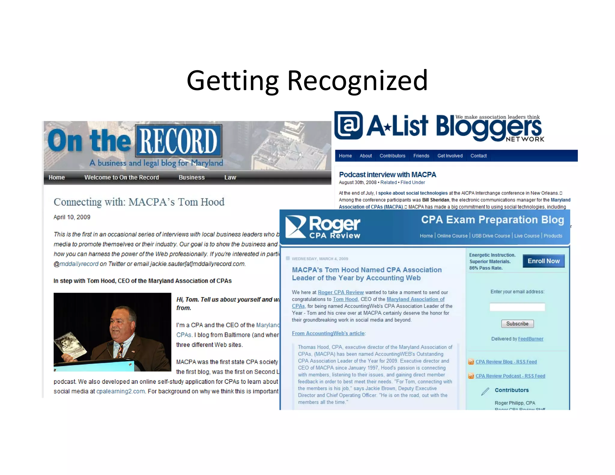 Getting Recognized
Getting Recognized
 