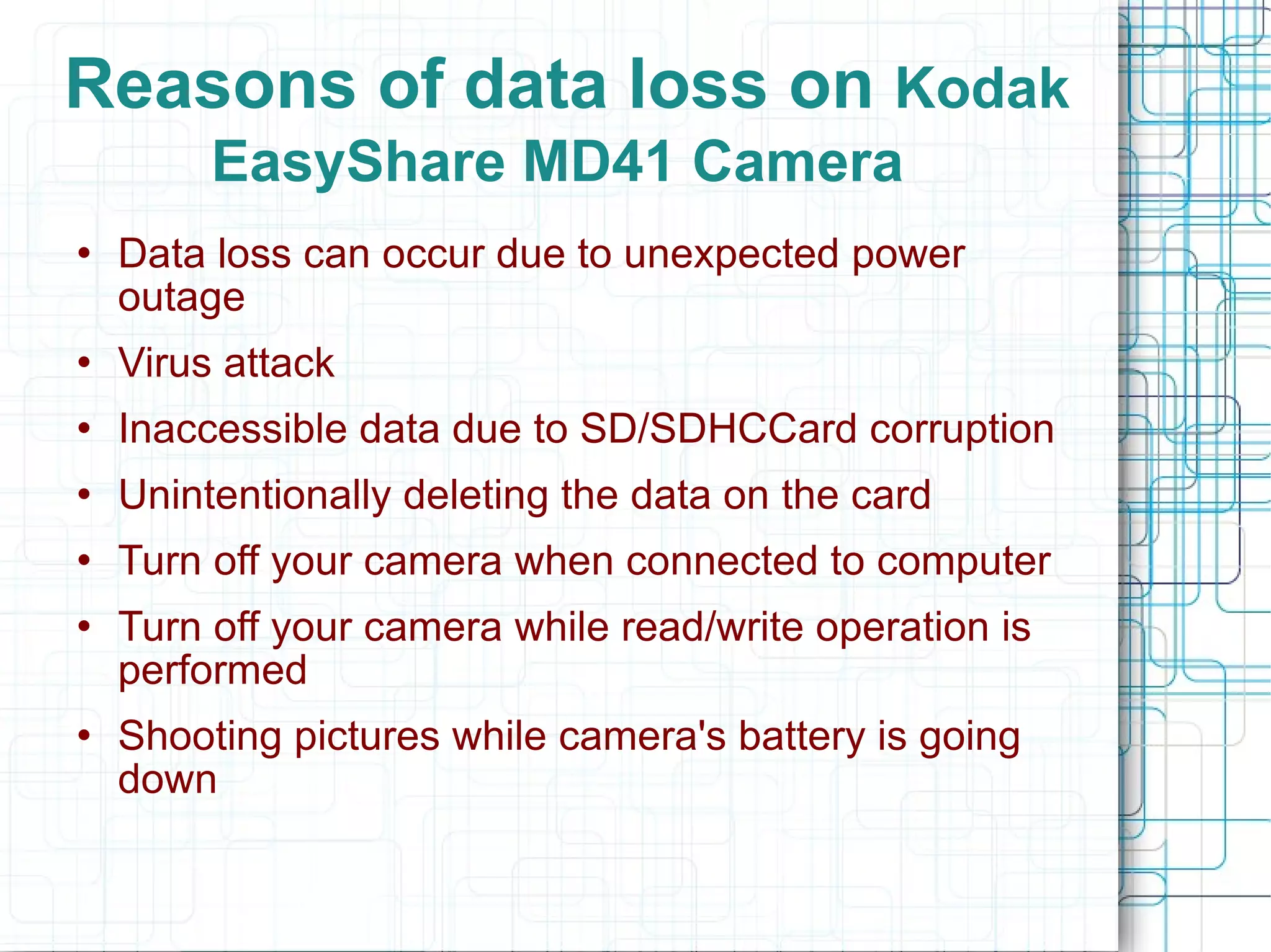 How to Recover Photos lost from Kodak EasyShare MD41