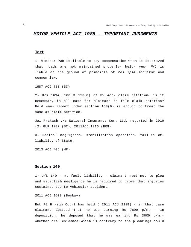 motor accident claim petition compensation judgments form mv 353