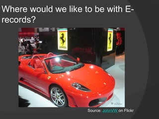 Where would we like to be with E-
records?




                     Source: JohnVW on Flickr
 