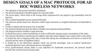 Mac protocols for ad hoc wireless networks | PPTX