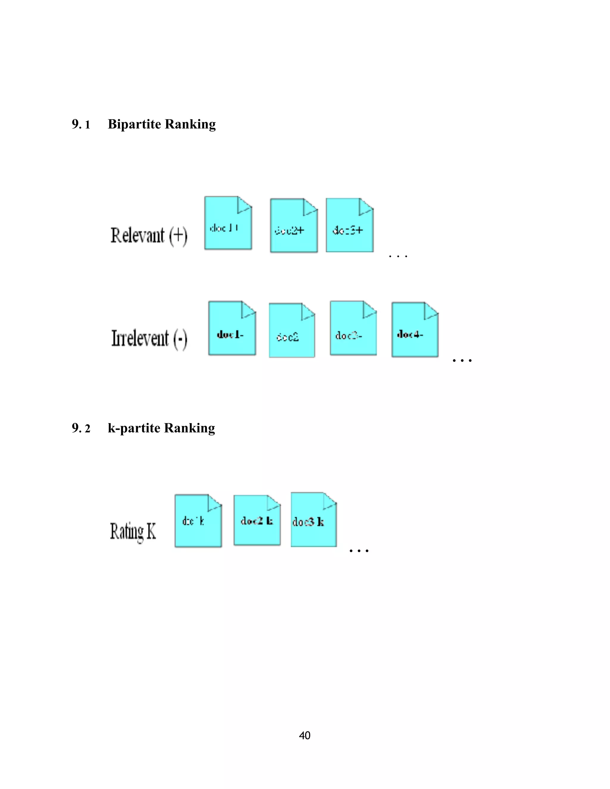 9. 1 Bipartite Ranking
! ( ( ( . . .
! ! ! ! ! . . .
9. 2 k-partite Ranking
( ( ( ( . . .
40
 