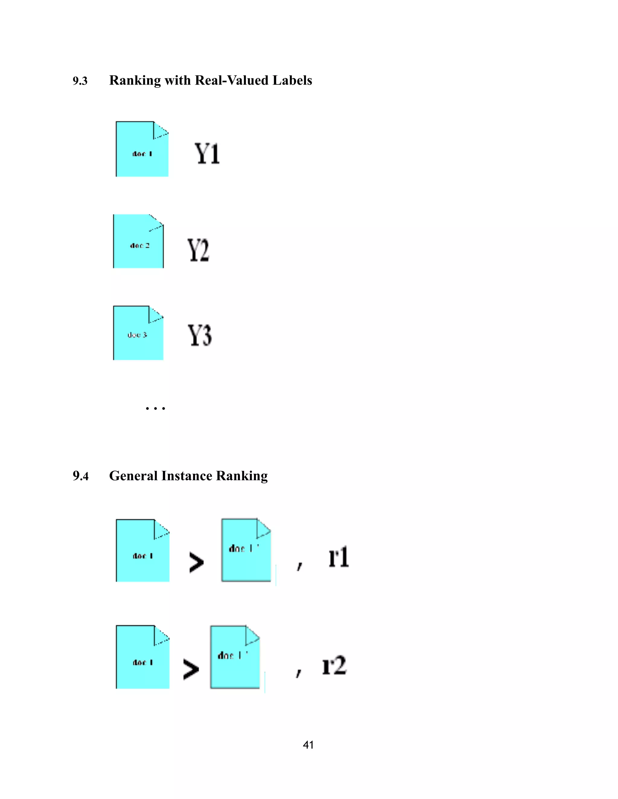 9.3 Ranking with Real-Valued Labels
( (
( (
( (
. . .
9.4 General Instance Ranking
! ! ! ! !
! ! ! ! !
41
 