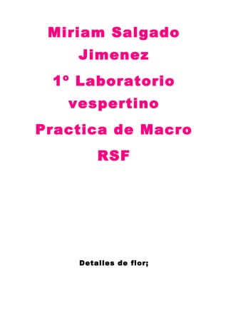 Miriam Salgado
Jimenez
1º Laboratorio
vespertino
Practica de Macro
RSF

Detalles de flor;

 