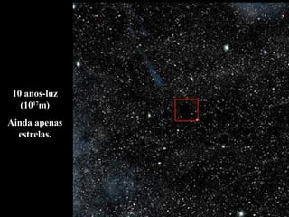 10 anos-luz (10 17 m) Ainda apenas estrelas. 
