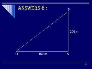 ANSWERS 2 : O A B 150 m 200 m 