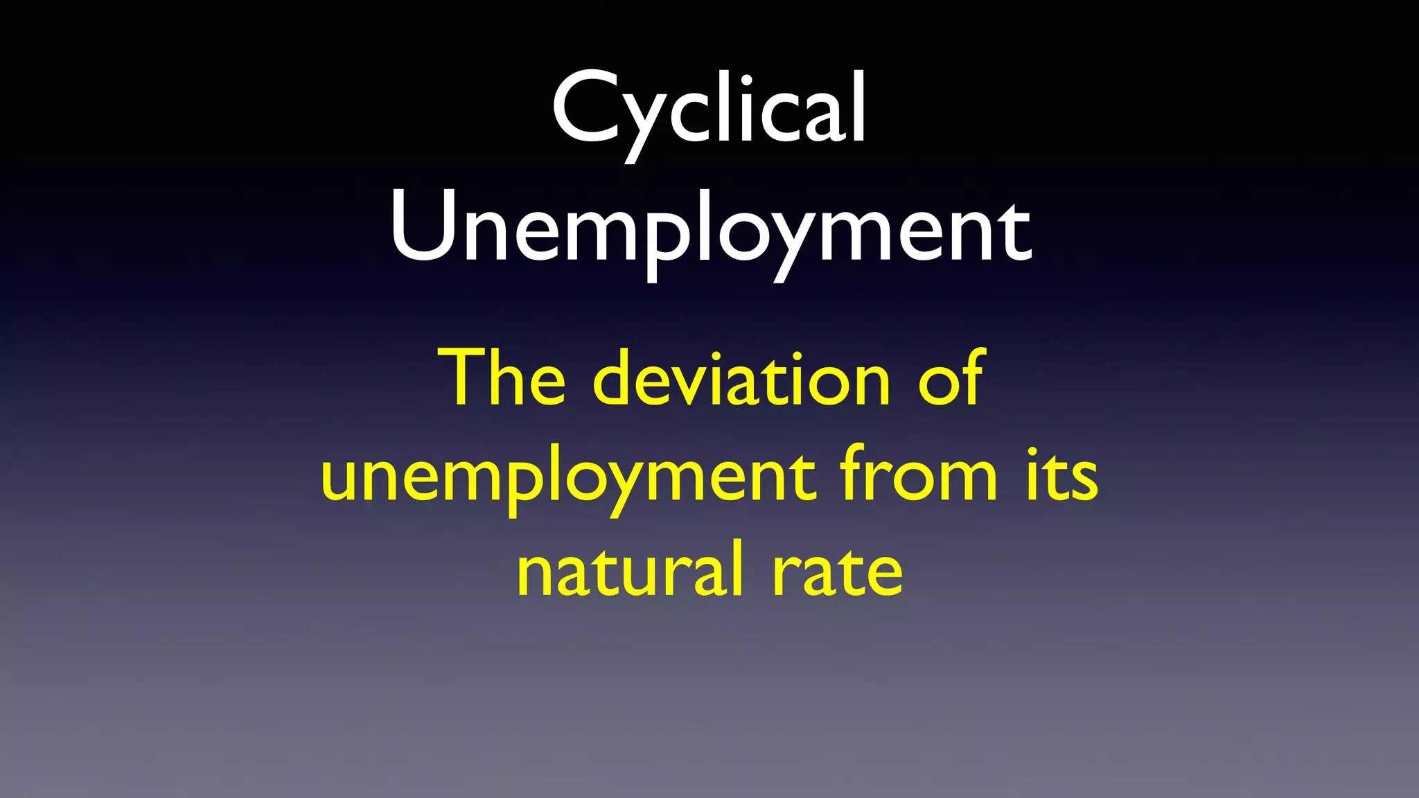 Cyclical
Unemployment
The deviation of
unemployment from its
natural rate
 