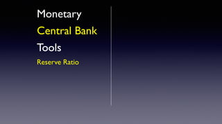 Monetary
Central Bank
Tools
Reserve Ratio
 