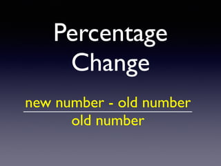 Percentag
e

Change
new number - old numbe
r

old number
 