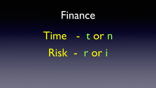 FutureValue?
Future Value = Amount Today x Factor
Factor is the Growth Formula
(1 + r )
n
r = rate
n = time periods
 