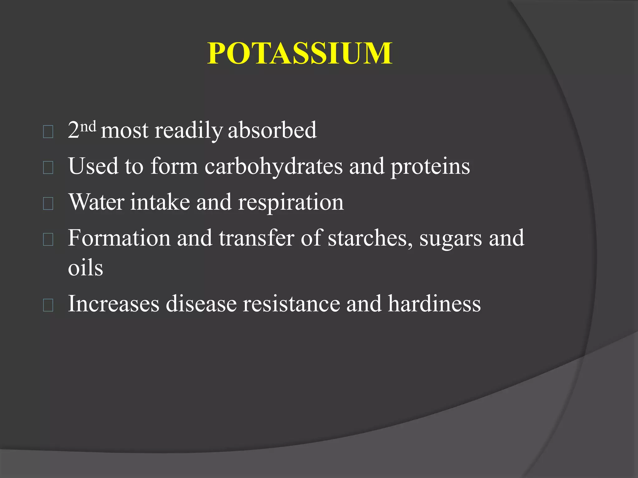 Macro and micro nutrients in soil