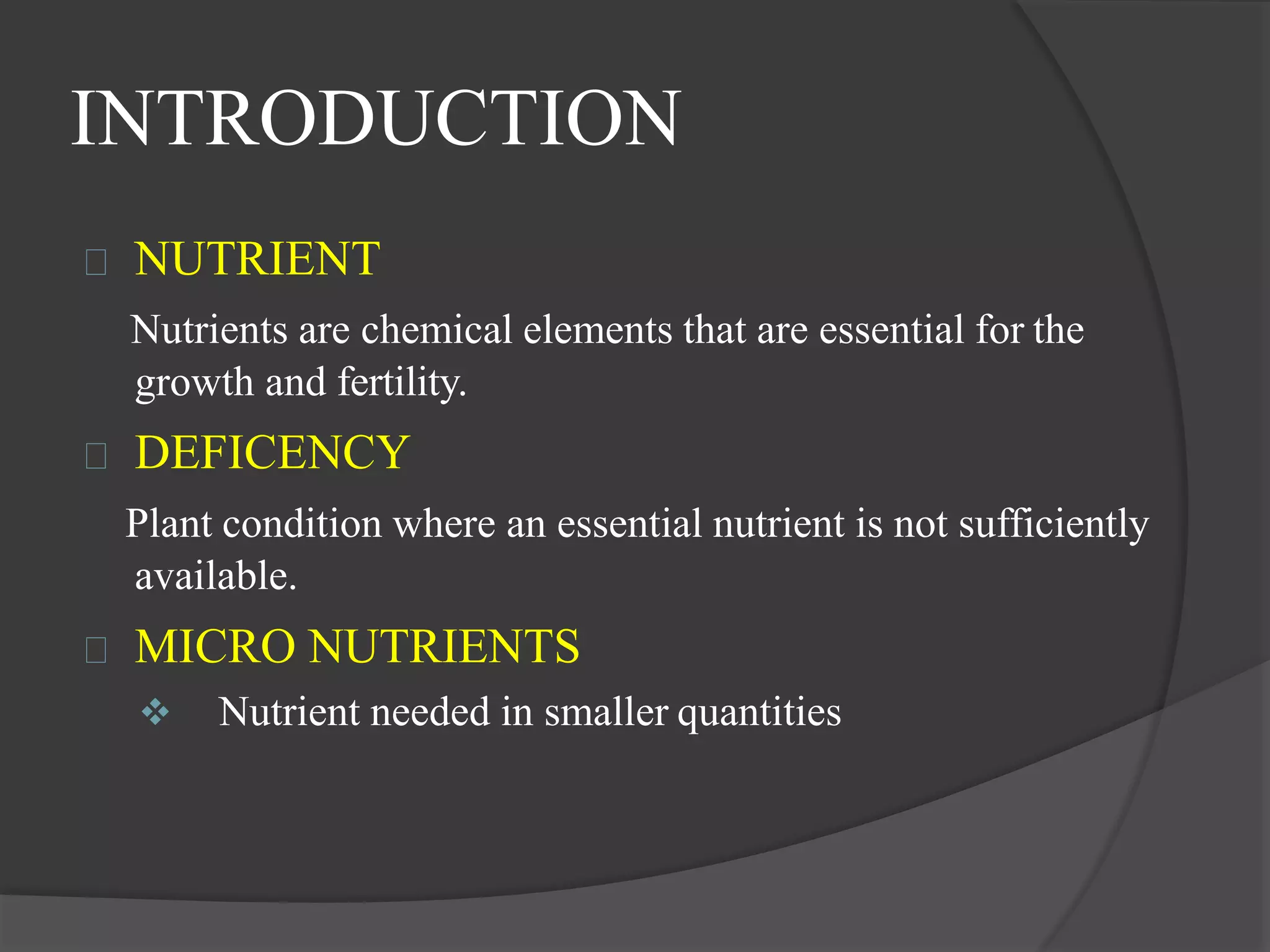Macro and micro nutrients in soil