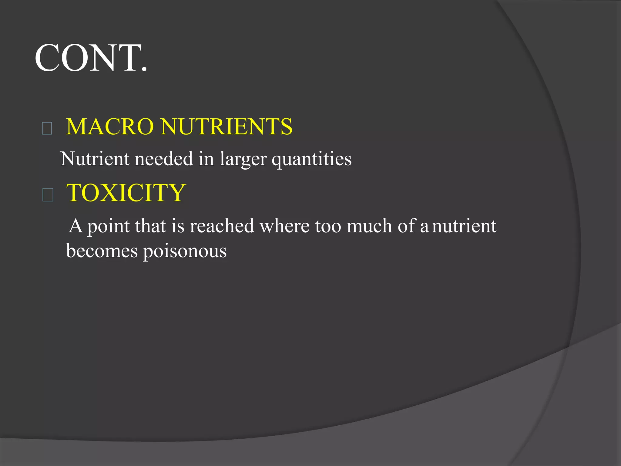 Macro and micro nutrients in soil