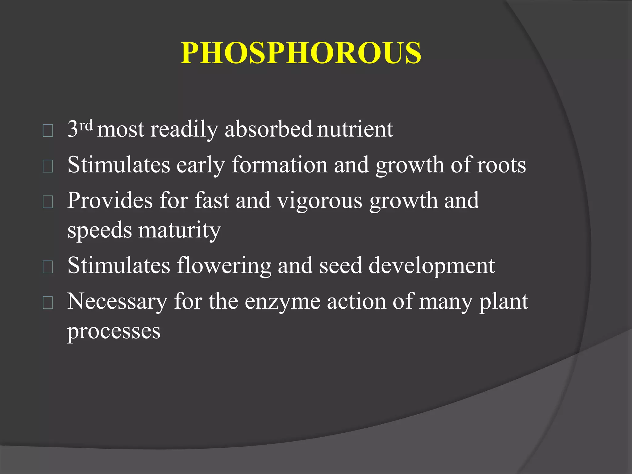 Macro and micro nutrients in soil