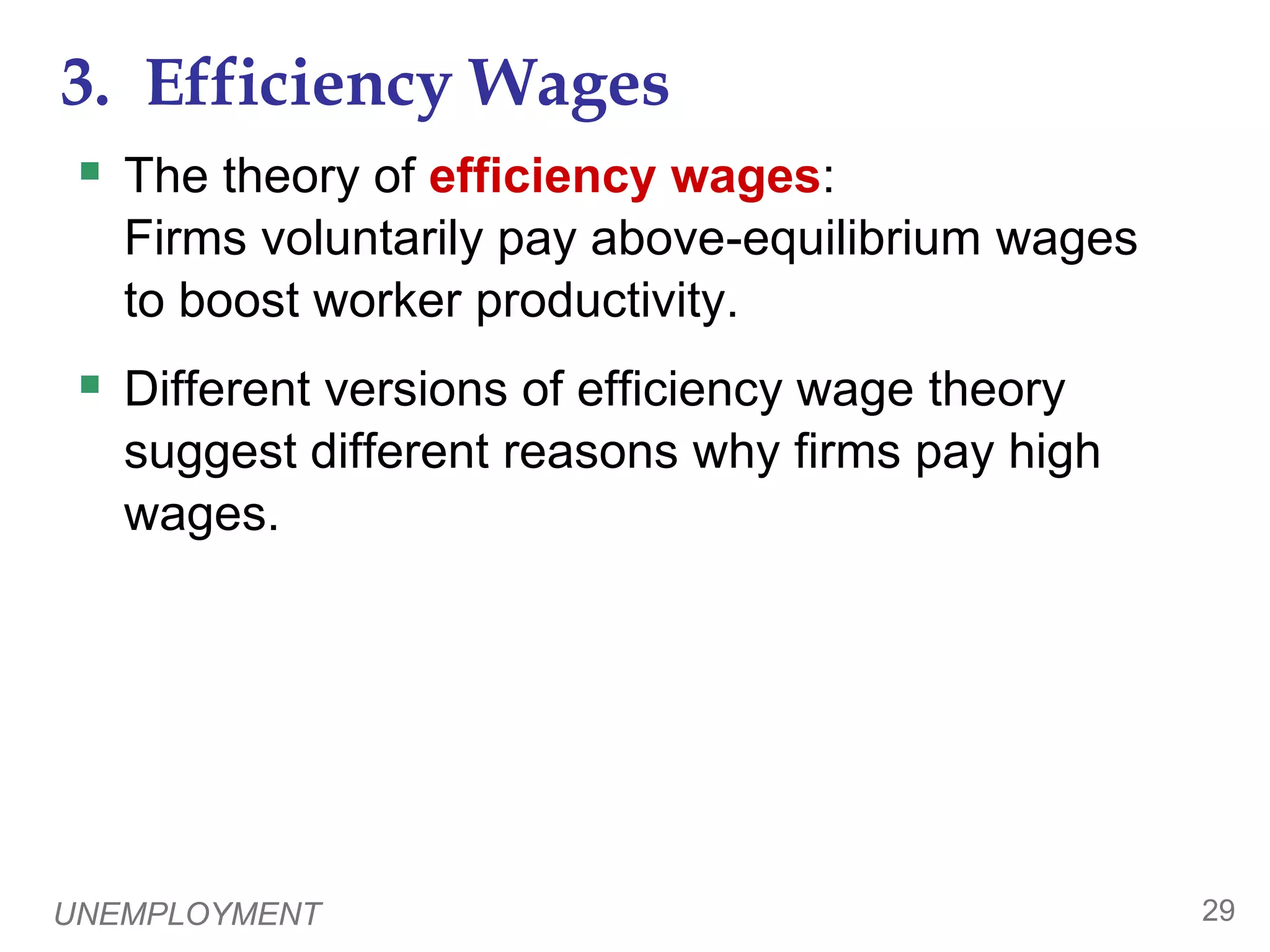 UNEMPLOYMENT282.  UnionsAre unions good or bad?  Economists disagree. Critics:  Unions are cartels.  They raise wages above eq’m, which causes unemployment and/or depresses wages in non-union labor markets.  Advocates:  Unions counter the market power of large firms, make firms more responsive to workers’ concerns.  0