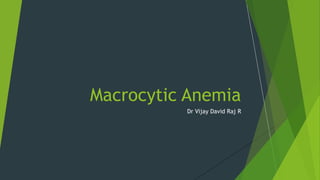 Dr Vijay David Raj R
Macrocytic Anemia
 
