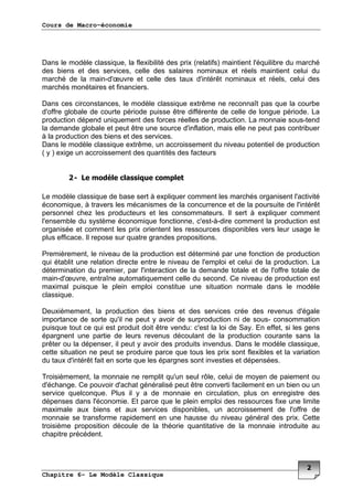 Cours de Macro-économie
Chapitre 6- Le Modèle Classique
% . * , * 0 3
.
37 3 / .
* "
% . / 5
3** ( / ** ( "
* "
( / 3 * .
"
% / .
, &0 ( *
( 3
. 3 /
8 "
3 & * . 3
( (
** " ( "
+ . *
3 "
. 3 3**
37 . 5 "
"
% . 3(
3 &
/ 3 4 &" 1 ** . (
(
/ . & " % .
*
3 / * ( "
9 . 3 2 . &
3 ( " 3 ( / *
" + & . (
3 " 1 *
. 3**
* ( "
"
 