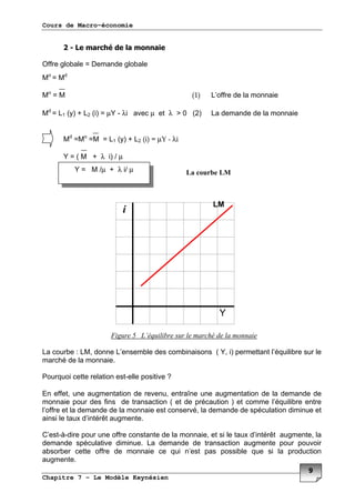 Cours de Macro-économie
Chapitre 7 – Le Modèle Keynésien
+
8 ' I? '
. I.
. I. :
. I 67 P ! 67 IµF " λ % µ λ M H 6!7
. I. I. I 67 P ! µ λ
F I6. P λ 7 K µ
F
$ %
' . : ' ' 6F 7 : '
*
5 " % A
% (
6 7 : '
: %
3 : & *
: "," 3 : &
% * %
' ' : '
*
F I . Kµ P λ K µ
 