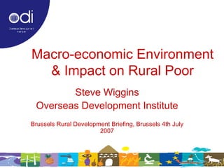 Macro-economic Environment & Impact on Rural Poor Steve Wiggins Overseas Development Institute Brussels Rural Development Briefing, Brussels 4th July 2007 
