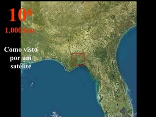 Como visto por um satélite 10 6 1.000 km   