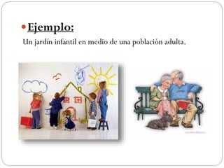 Ejemplo:
Un jardín infantil en medio de una población adulta.
 
