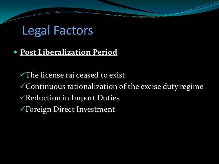 legal factors affecting automobile industry