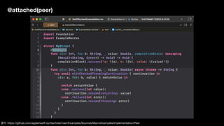 @attached(peer)
출처: https://github.com/apple/swift-syntax/tree/main/Examples/Sources/MacroExamples/Implementation/Peer
 