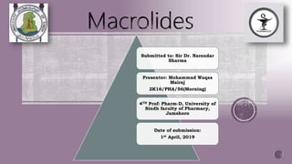 Submitted to: Sir Dr. Narendar
Sharma
Presenter: Mohammad Waqas
Mairaj
2K16/PHA/56(Morning)
4TH Prof: Pharm-D, University of
Sindh faculty of Pharmacy,
Jamshoro
Date of submission:
1st April, 2019
 