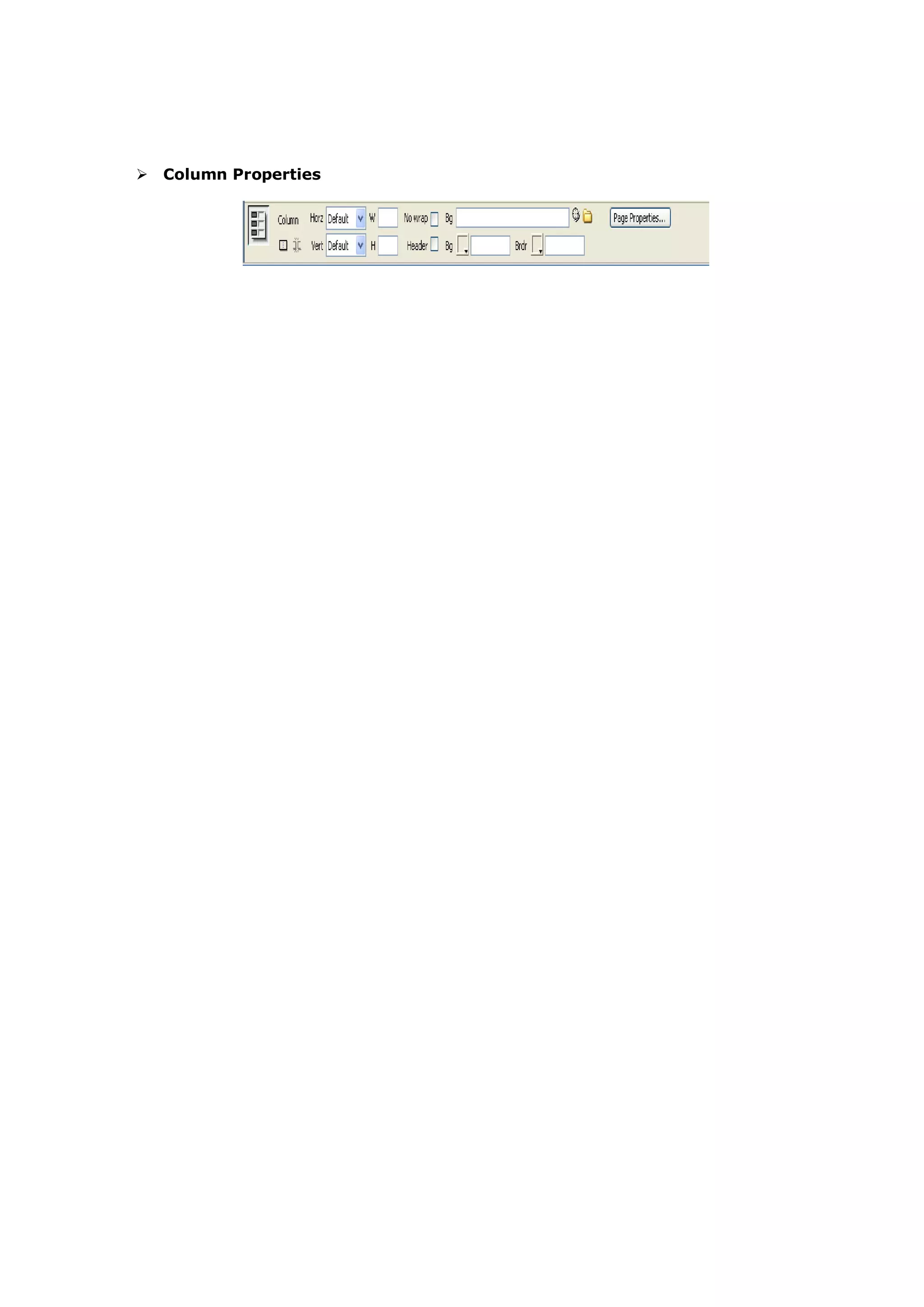  Column Properties
 