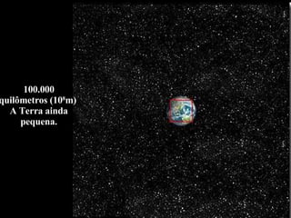 100.000 quilômetros (10 8 m)  A Terra ainda pequena. 
