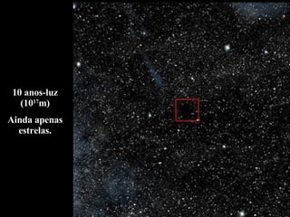 10 anos-luz (10 17 m) Ainda apenas estrelas. 