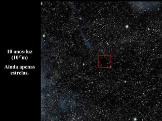 10 anos-luz (10 17 m) Ainda apenas estrelas. 