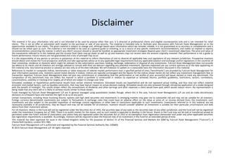 Disclaimer
This material is for your information only and is not intended to be used by anyone other than you. It is directed at professional clients and eligible counterparties only and is not intended for retail
clients. This is not an offer or solicitation with respect to the purchase or sale of any security. The material is intended only to facilitate your discussions with Fulcrum Asset Management as to the
opportunities available to our clients. The given material is subject to change and, although based upon information which we consider reliable, it is not guaranteed as to accuracy or completeness and it
should not be relied upon as such. The material is not intended to be used as a general guide to investing, or as a source of any specific investment recommendations, and makes no implied or express
recommendations concerning the manner in which any client’s account should or would be handled, as appropriate investment strategies depend upon client’s investment objectives. The price and value of
the investments referred to in this material and the income from them may go down as well as up and investors may not receive back the amount originally invested. Past performance is not a guide to
future performance. Future returns are not guaranteed and a loss of principal may occur.
It is the responsibility of any person or persons in possession of this material to inform themselves of and to observe all applicable laws and regulations of any relevant jurisdiction. Prospective investors
should obtain and review the Fund prospectus carefully and take appropriate advice as to any applicable legal requirements and any applicable taxation and exchange control regulations in the countries of
their citizenship, residence or domicile which might be relevant to the subscription, purchase, holding, exchange, redemption or disposal of any investments. Fulcrum Asset Management does not provide
tax advice to its clients and all investors are strongly advised to consult with their tax advisors regarding any potential investment. Opinions expressed are our current opinions as of the date appearing on
this material only. Any historical price(s) or value(s) are also only as of the date indicated. We will endeavor to update on a reasonable basis the information discussed in this material.
References to market or composite indices, benchmarks or other measures of relative market performance over a specified period of time ("benchmarks") are provided by Fulcrum Asset Management for
your information purposes only. Investors cannot invest directly in indices. Indices are typically unmanaged and the figures for the indices shown herein do not reflect any investment management fees or
transaction expenses. Fulcrum Asset Management does not give any commitment or undertaking that the performance or risk profile of your account(s) will equal, exceed or track any benchmark. The
composition of the benchmark may not reflect the manner in which a portfolio is constructed in relation to expected or achieved returns, portfolio guidelines, restrictions, sectors, correlations,
concentrations, volatility or tracking error targets, all of which are subject to change over time.
Simulated, modeled, or hypothetical performance results have certain inherent limitations. Simulated results are hypothetical and do not represent actual trading, and thus may not reflect material
economic and market factors, such as liquidity constraints, that may have had an impact on actual decision-making. Simulated results are also achieved through retroactive application of a model designed
with the benefit of hindsight. The results shown reflect the reinvestment of dividends and other earnings and other expenses a client would have paid, which would reduce return. No representation is
being made that any client will or is likely to achieve results similar to those shown.
Funds managed by Fulcrum Asset Management LLP are in general managed using quantitative models though, where this is the case, Fulcrum Asset Management LLP can and do make discretionary
decisions on a frequent basis and reserves the right to do so at any point.
Certain transactions, including those involving futures, options and high yield securities and investments in emerging markets may give rise to substantial risk and may not be suitable for all investors.
Foreign currency denominated investments are subject to fluctuations in exchange rates that could have an adverse effect on the value or price of, or income derived from, the investment; such
investments are also subject to the possible imposition of exchange control regulations or other laws or restrictions applicable to such investments. Investments referred to in this material are not
necessarily available in all jurisdictions, may be illiquid and may not be suitable for all investors. Investors should consider whether an investment is suitable for their particular circumstances and seek
advice from their investment adviser.
For US Investors: Shares in the Fund will not be registered under the Securities Act of 1933, the securities laws of any state or the securities laws of any other jurisdiction, and the Fund will not be registered
under the Investment Company Act of 1940. There is no public market for the shares, and no such market is expected to develop in the future. Shares in the Fund may not be sold or transferred except as
permitted under the Fund's articles of association, and unless they are registered under the Securities Act of 1933 or an exemption from registration thereunder and under any other applicable securities
law registration requirements is available. Accordingly, investors will be required to bear the financial risks of an investment in the Fund for an extended period of time.
This material has been approved for issue in the United Kingdom solely for the purposes of Section 21 of the Financial Services and Markets Act 2000 by Fulcrum Asset Management (“Fulcrum”), 6
Chesterfield Gardens, London W1J 5BQ.
Fulcrum Asset Management LLP is authorised and regulated by the Financial Services Authority (No: 230683).
© 2013 Fulcrum Asset Management LLP. All rights reserved.

28

 