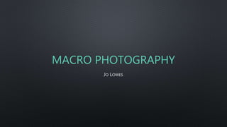 MACRO PHOTOGRAPHY
JO LOWES
 