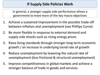 If Supply Side Policies Work
1. Achieve a sustained improvement in the possible trade-off
between inflation and unemployme...