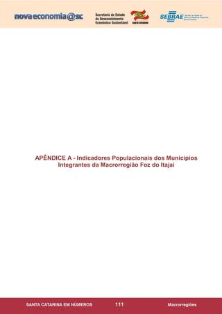 111
APÊNDICE A - Indicadores Populacionais dos Municípios
Integrantes da Macrorregião Foz do Itajaí
 