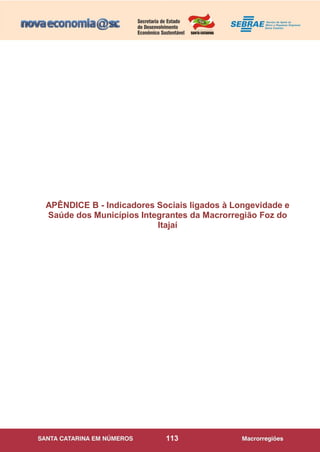 113
APÊNDICE B - Indicadores Sociais ligados à Longevidade e
Saúde dos Municípios Integrantes da Macrorregião Foz do
Itajaí
 